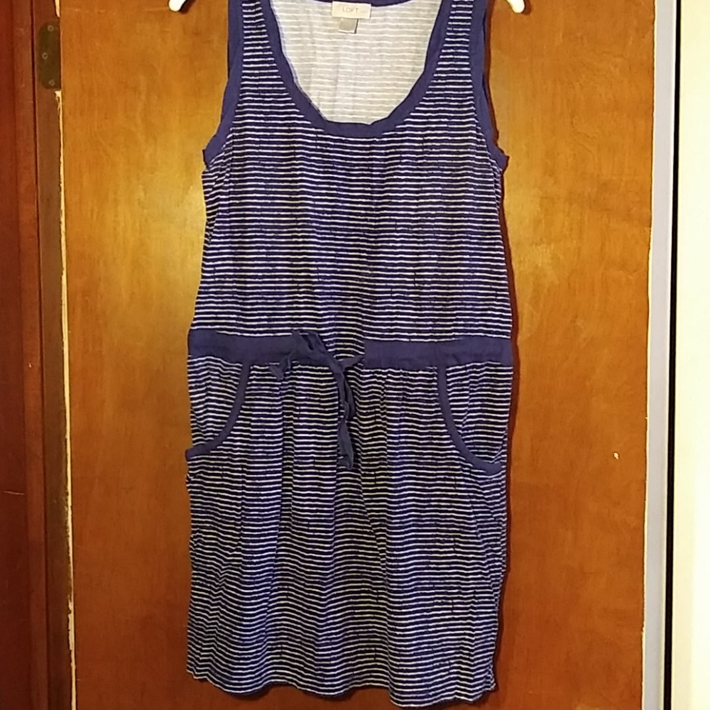 Loft navy and white tank dress. Size Petite Large